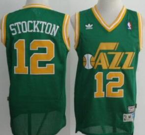 Utah Jazz 12 John Stockton Green Swingman NBA Jerseys