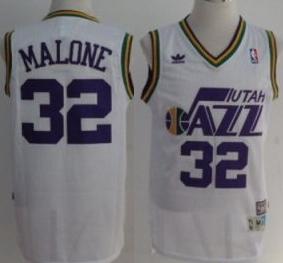 Utah Jazz 32 Karl Malone White Swingman NBA Jerseys