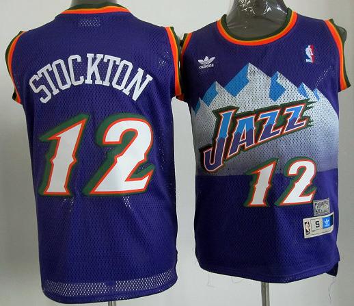 Utah Jazz 12 John Stockton Purple Mitchell and Ness Swingman NBA Jerseys Cheap