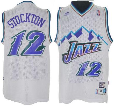 Utah Jazz #12 John Stockton Soul Swingman Stitched White M&N Jersey
