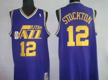 Utah Jazz 12 Stockton Purple Swingman Jerseys Cheap