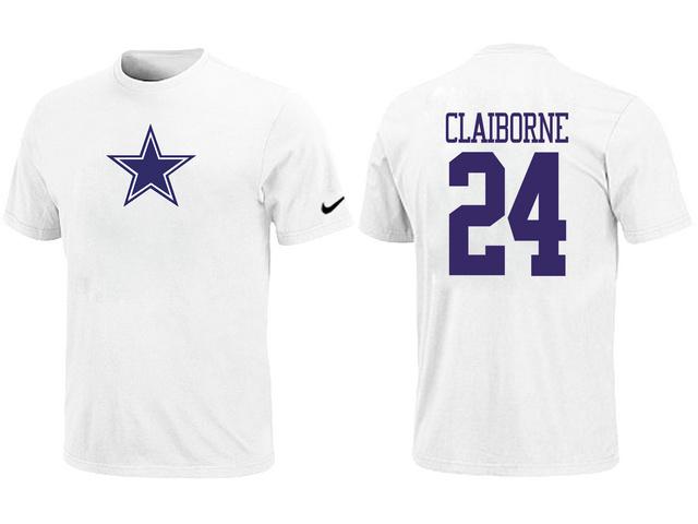 Nike Dallas Cowboys 24 CLAIBORNE Name & Number White NFL T-Shirt Cheap