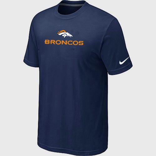 Nike Denver Broncos Authentic Logo D.Blue NFL T-Shirt Cheap