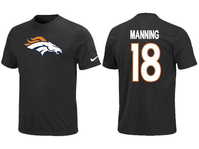 Nike Denver Broncos 18 Peyton Manning Black Name & Number T-Shirt Cheap