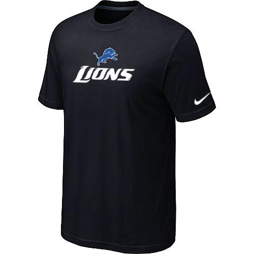 Nike Detroit Lions Authentic Logo BLack NFL T-Shirt Cheap