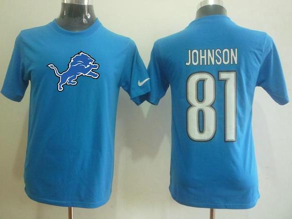 Detroit Lions 81 Calvin Johnson Name & Number T-Shirt Cheap