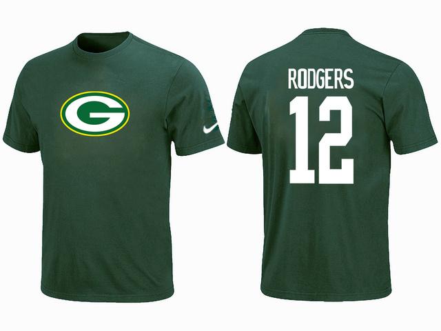 Nike Green Bay Packers Aaron Rodgers Name & Number Green NFL T-Shirt Cheap