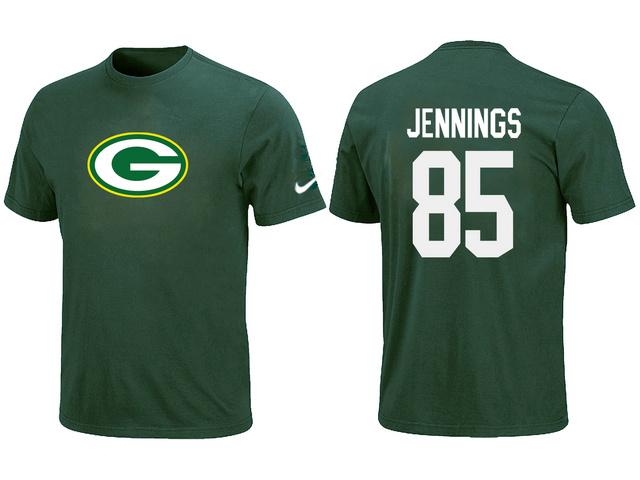 Nike Green Bay Packers 85 JENNNGS Name & Number Green NFL T-Shirt Cheap