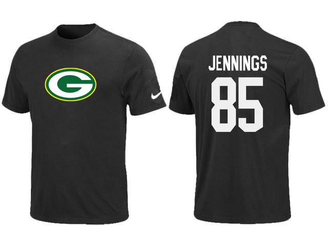 Nike Green Bay Packers 85 JENNNGS Name & Number Black NFL T-Shirt Cheap