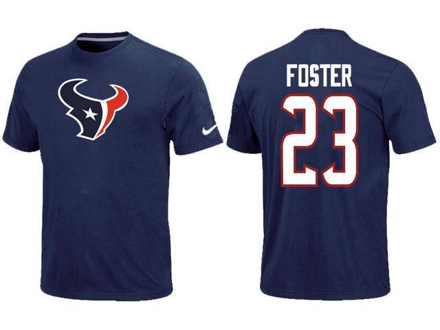 Nike Houston Texans 23 FOSTER Name & Number Blue NFL T-Shirt Cheap