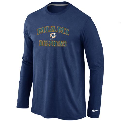 Nike Miami Dolphins Heart & Soul Long Sleeve T-Shirt D.Blue Cheap
