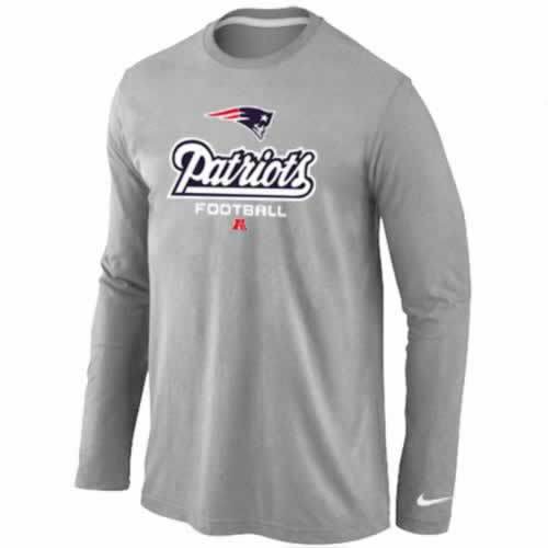 Nike New England Patriots light grey Critical Victory Long Sleeve NFL T-Shirt Cheap