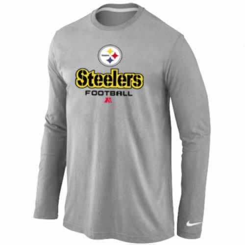 Nike Pittsburgh Steelers light grey Critical Victory Long Sleeve NFL T-Shirt Cheap