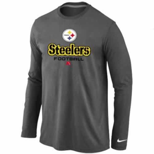 Nike Pittsburgh Steelers dark grey Critical Victory Long Sleeve NFL T-Shirt Cheap