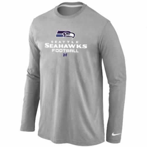 NIKE Seattle Seahawks light grey Critical Victory Long Sleeve NFL T-Shirt Cheap