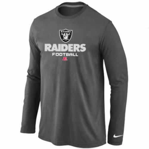 NIKE Oakland Raiders dark grey Critical Victory Long Sleeve NFL T-Shirt Cheap