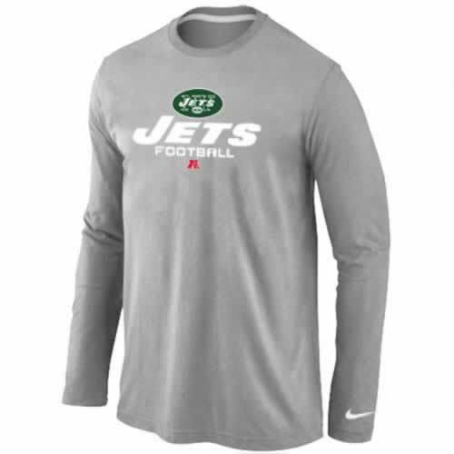 Nike New York Jets light grey Critical Victory Long Sleeve NFL T-Shirt Cheap