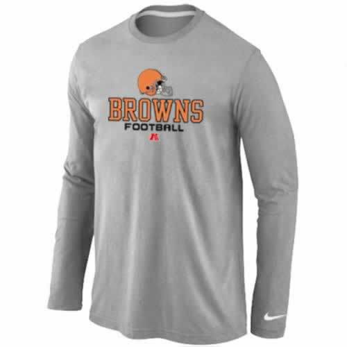 Nike Cleveland Browns light grey Critical Victory Long Sleeve NFL T-Shirt Cheap