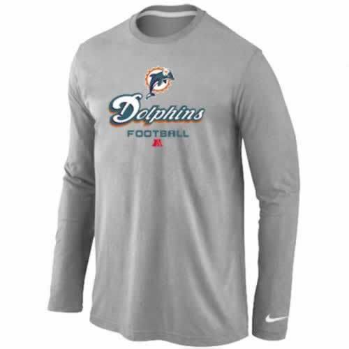 NIKE Miami Dolphins light grey Critical Victory Long Sleeve NFL T-Shirt Cheap