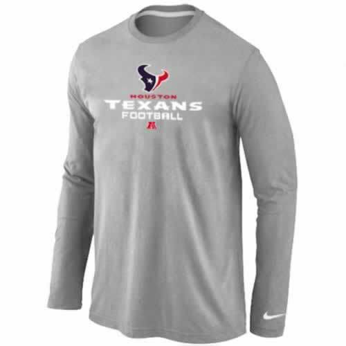 Nike Houston Texans light grey Critical Victory Long Sleeve NFL T-Shirt Cheap