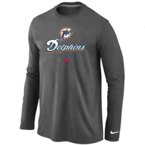 NIKE Miami Dolphins dark grey Critical Victory Long Sleeve NFL T-Shirt Cheap