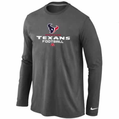 Nike Houston Texans dark grey Critical Victory Long Sleeve NFL T-Shirt Cheap