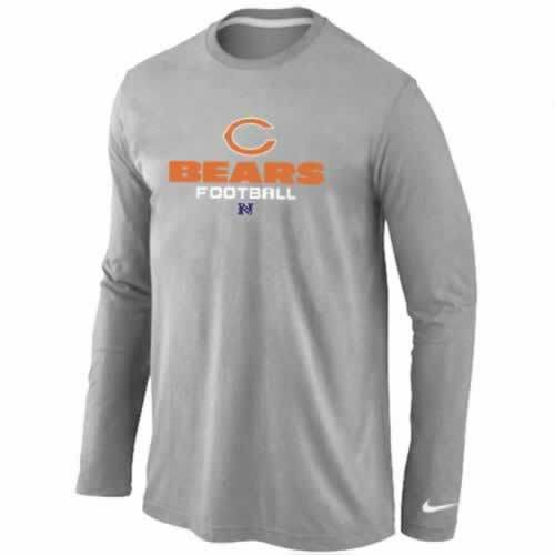 NIKE Chicago Bears light grey Critical Victory Long Sleeve NFL T-Shirt Cheap