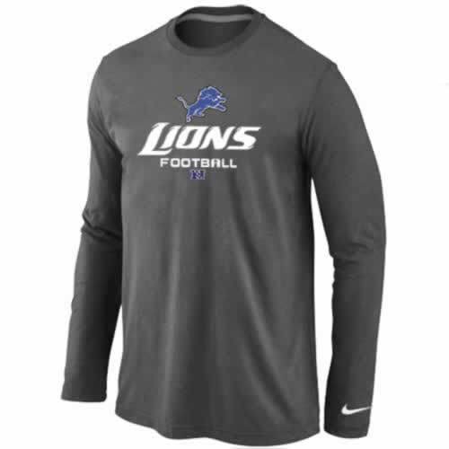 NIKE Detroit Lions dark grey Critical Victory Long Sleeve NFL T-Shirt Cheap