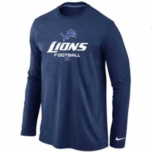 NIKE Detroit Lions dark blue Critical Victory Long Sleeve NFL T-Shirt Cheap