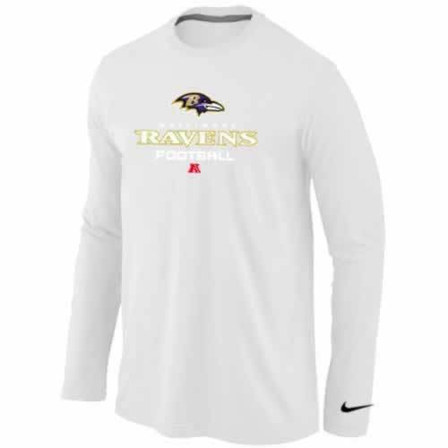NIKE Baltimore Ravens white Critical Victory Long Sleeve NFL T-Shirt Cheap