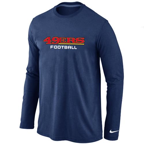 Nike San Francisco 49ers Authentic font Long Sleeve T-Shirt Black D.Blue Cheap