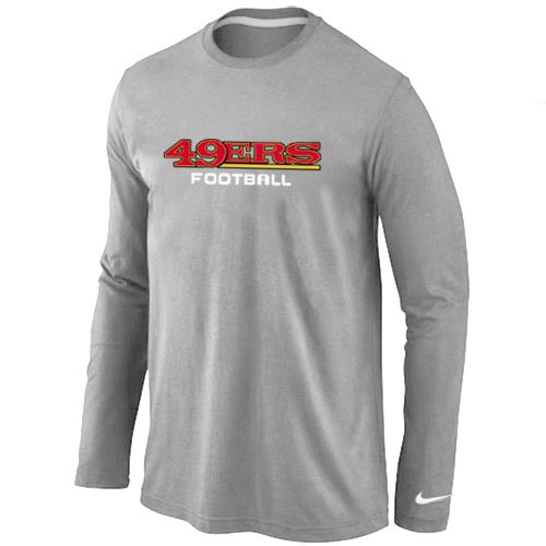 Nike San Francisco 49ers Authentic font Long Sleeve T-Shirt Black Grey Cheap