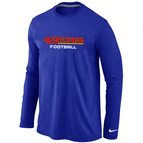 Nike San Francisco 49ers Authentic font Long Sleeve T-Shirt Black blue Cheap