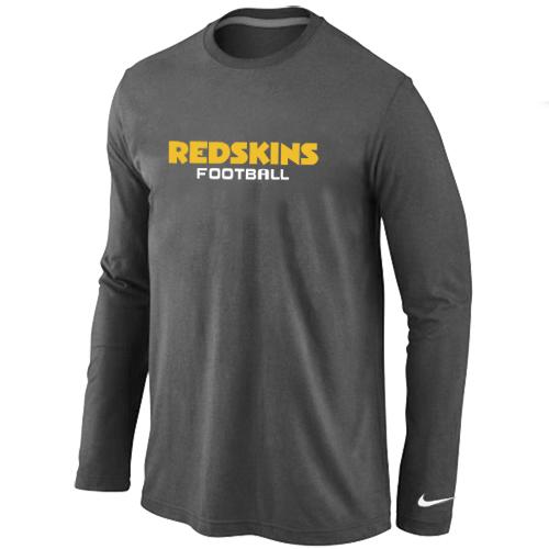 Nike Washington Redskins Authentic font Long Sleeve T-Shirt D.Grey Cheap