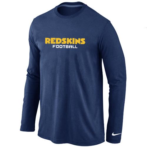 Nike Washington Redskins Authentic font Long Sleeve T-Shirt D.Blue Cheap