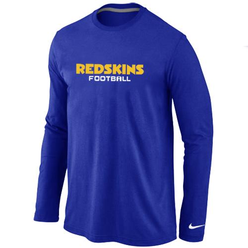 Nike Washington Redskins Authentic font Long Sleeve T-Shirt blue Cheap