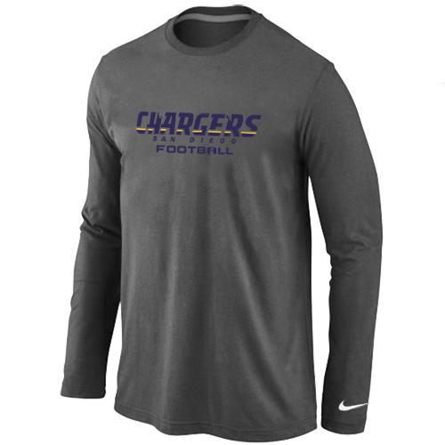 Nike San Diego Charger Authentic font Long Sleeve T-Shirt D.Grey Cheap