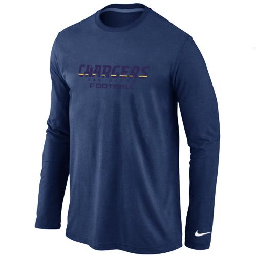 Nike San Diego Charger Authentic font Long Sleeve T-Shirt D.Blue Cheap