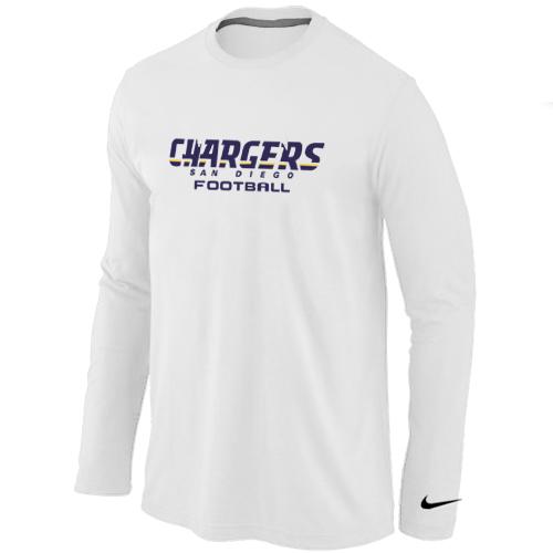 Nike San Diego Charger Authentic font Long Sleeve T-Shirt White Cheap