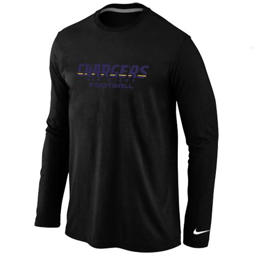 Nike San Diego Charger Authentic font Long Sleeve T-Shirt Black Cheap