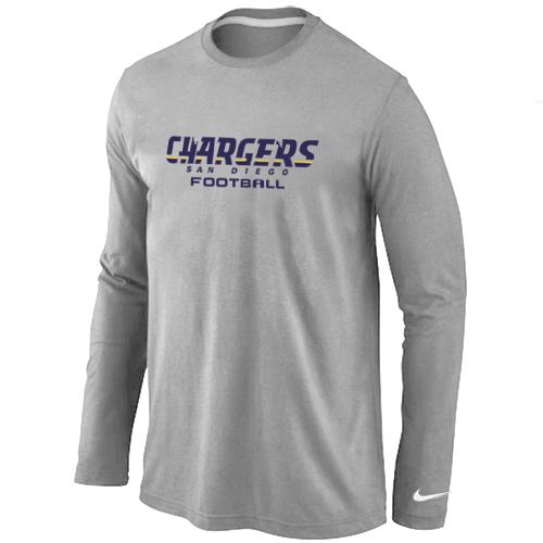 Nike San Diego Charger Authentic font Long Sleeve T-Shirt Grey Cheap