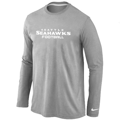Nike Seattle Seahawks Authentic font Long Sleeve T-Shirt Grey Cheap