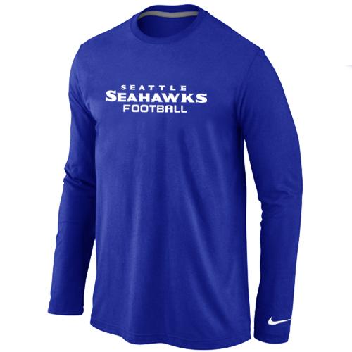 Nike Seattle Seahawks Authentic font Long Sleeve T-Shirt blue Cheap