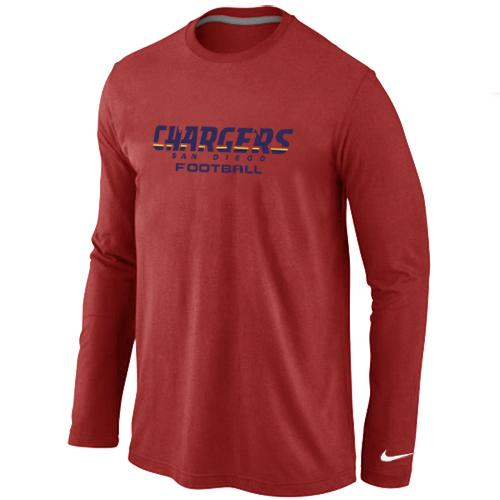 Nike San Diego Charger Authentic font Long Sleeve T-Shirt Red Cheap