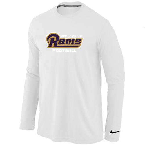 Nike St.Louis Rams Authentic font Long Sleeve T-Shirt White Cheap