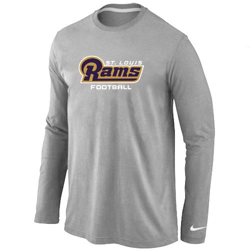 Nike St.Louis Rams Authentic font Long Sleeve T-Shirt Grey Cheap