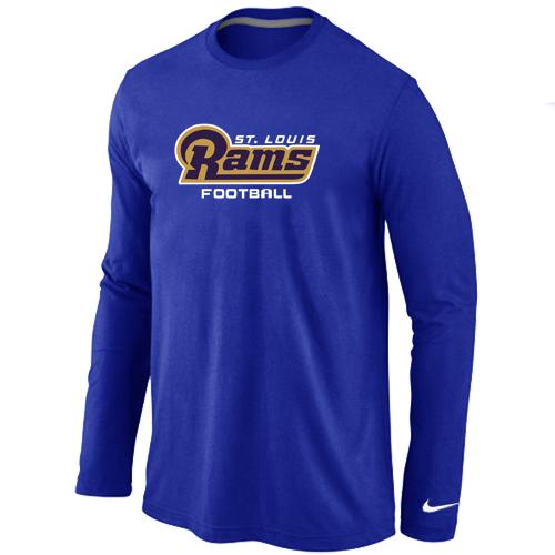 Nike St.Louis Rams Authentic font Long Sleeve T-Shirt blue Cheap