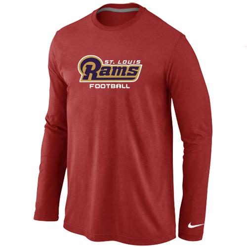 Nike St.Louis Rams Authentic font Long Sleeve T-Shirt Red Cheap