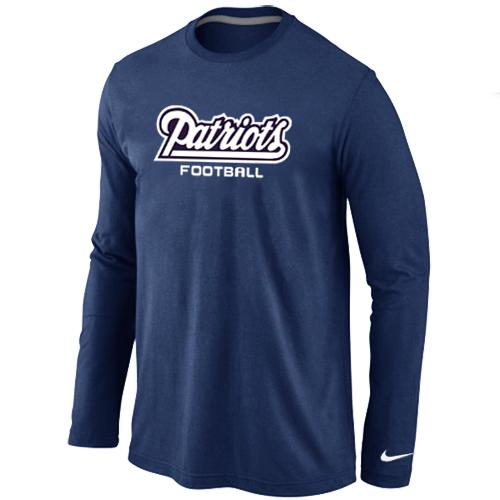 Nike New England Patriots Authentic font Long Sleeve T-Shirt D.Blue Cheap