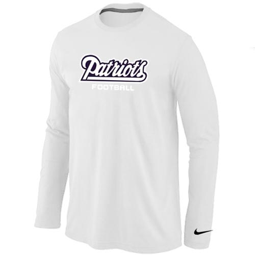 Nike New England Patriots Authentic font Long Sleeve T-Shirt White Cheap